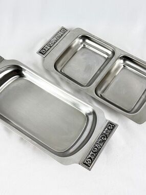 2 Vintage 1960s International Decorator Serving Trays Dish Rectangles Japan